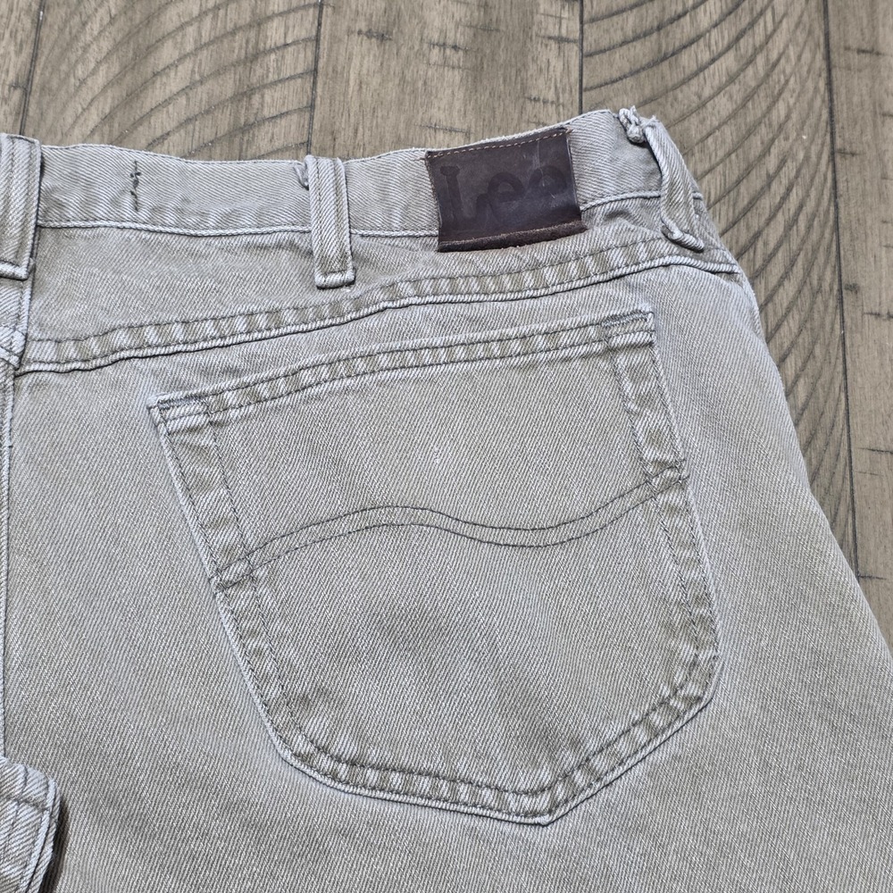 Vintage Lee 90s Regular Fit Jeans 42x30 Tan Khaki 100% Cotton Stained Y2K - Picture 7 of 14